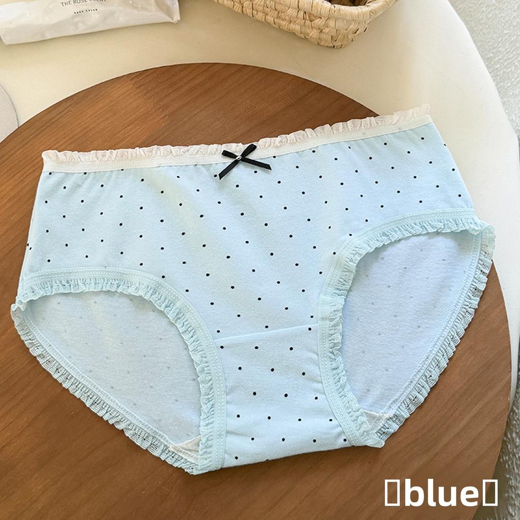 Ladies Summer New Style Sweet Pokdot Pure Cotton No Trace Breathable Mid Waist Triangle Briefs