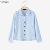 ZANZEA Women Turn Down Collar Long Sleeve Casual Floral Blouse
