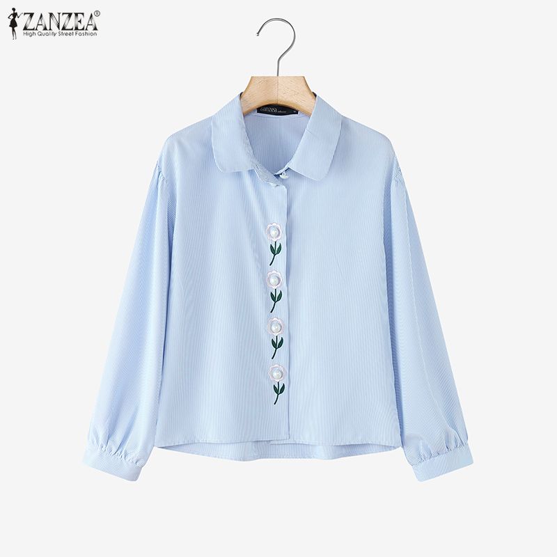 ZANZEA Women Turn Down Collar Long Sleeve Casual Floral Blouse