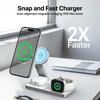T8 3 in 1 Wireless Charging Station Foldable Charger Stand for iPhone 15-12/Apple Watch/Airpods