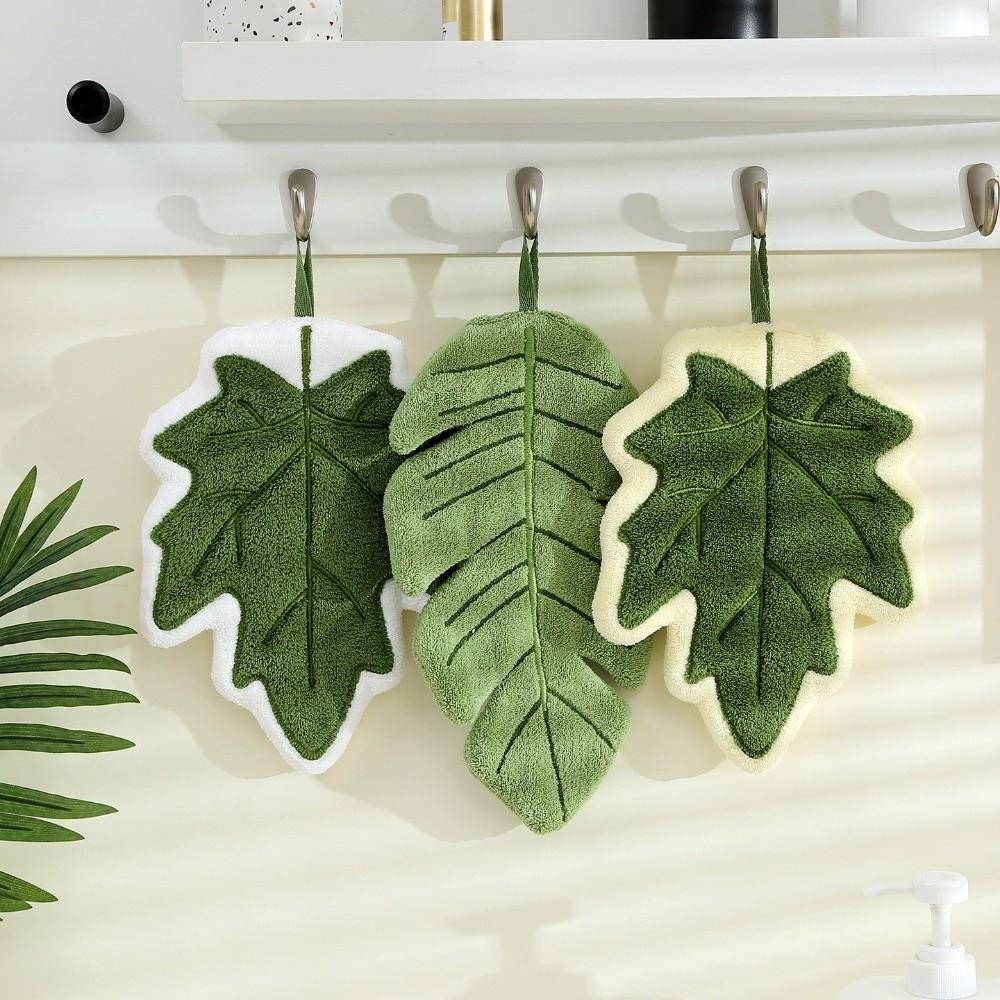Cartoon Leaf Hand Towel Absorb Water Bathroom Kerchief New Hand Wipe Kitchen