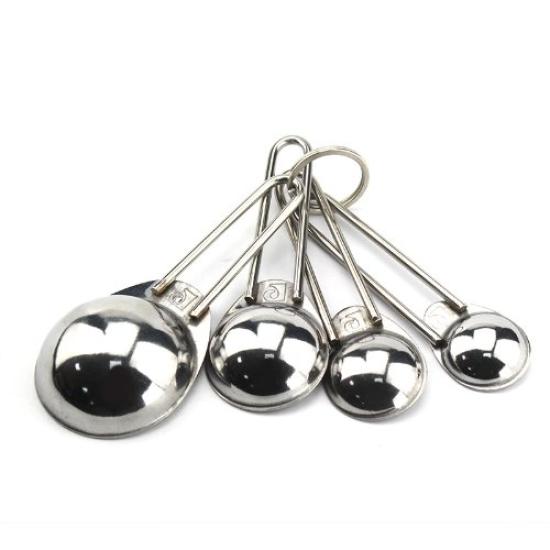 Pearl Metal Antenore Stainless Steel Measuring Set of Oval Spoons, 4, Shape, D-3575
