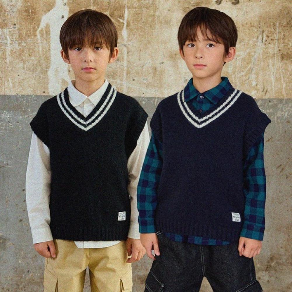 

Olivean Point Label Knit Vest 2color navy/160