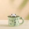 Kompakter Panda Süße Tasse Büro Keramiktasse mit Deckel Hochwertiges Set Zuhause Wasserbecher Anime Tasse Langlebig Langlebig Nützlich