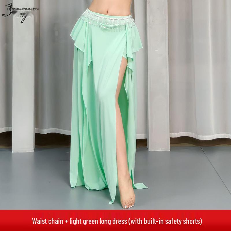 New Style Belly Dance Practice Skirt - Beginner Slimming Slit Long Skirt for Women