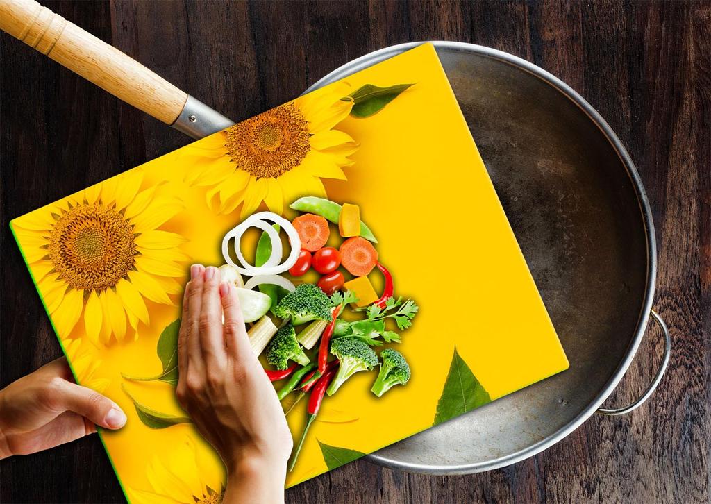 GLASS CUTTING BOARD 52x40 FLOWERS