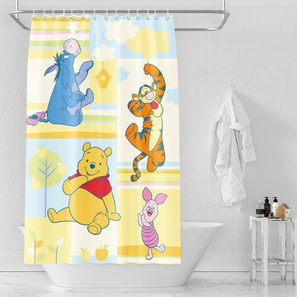 Winnie Puuh Anime Duschvorhang Niedliche Badewannen-Wasserdichte Vorhänge Für Wohnzimmer Luxus-Set Bildschirm Badezimmer Zubehör Sets