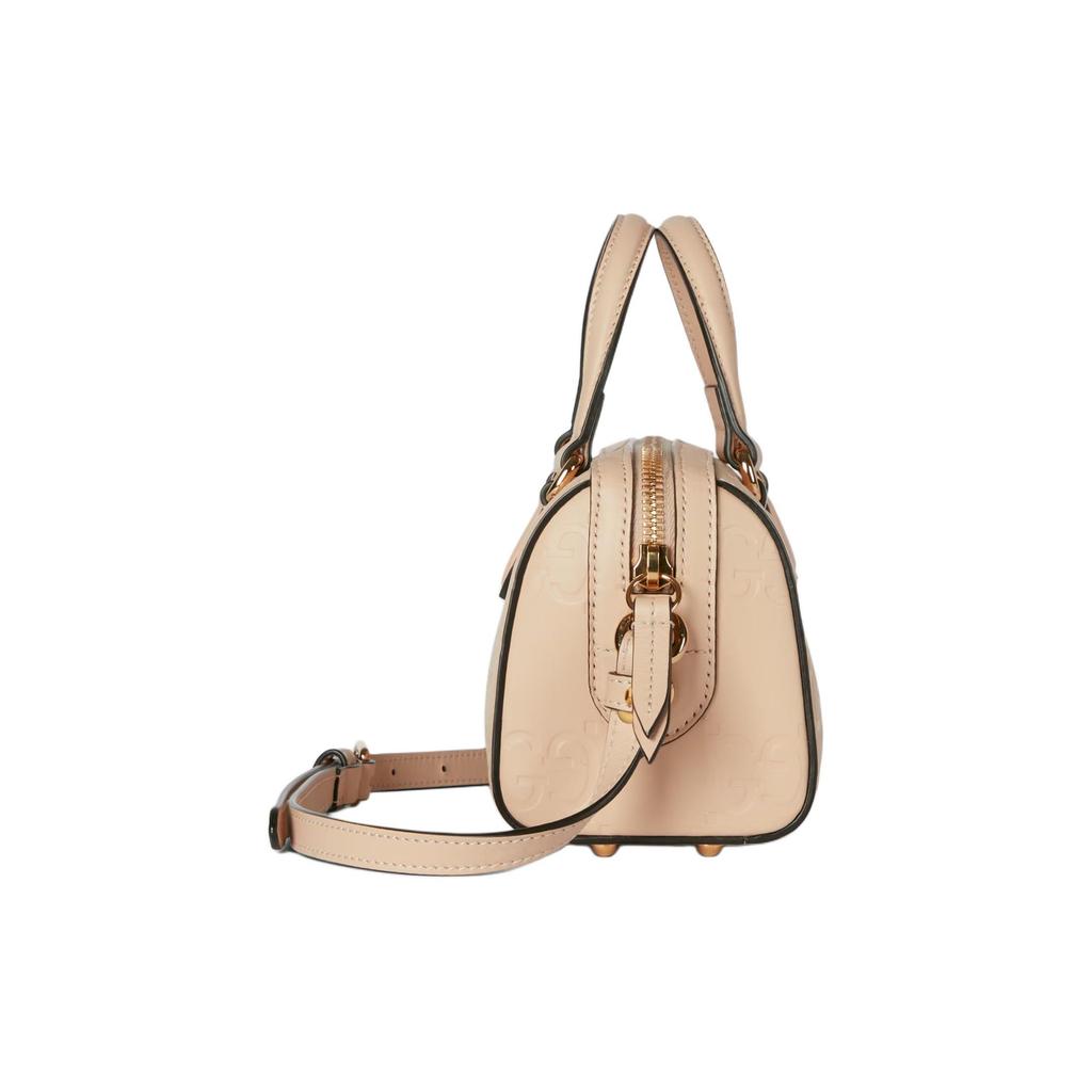 Gucci GG Kabartmalı Mini Üst Saplı Boston Çanta Pembe Deri Altın Donanım Günlük Kullanım 790130-AAC1Q-5701
