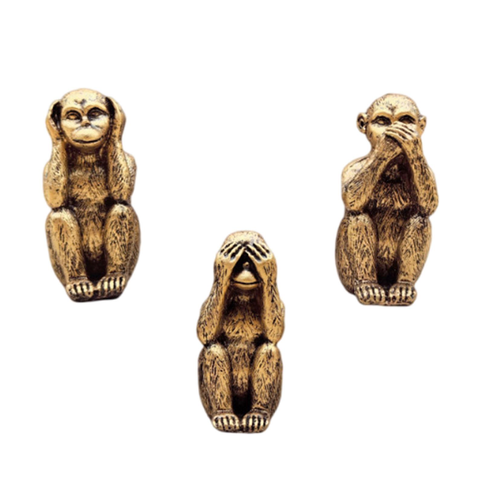 

Resin Monkey Statues Trio See No Hear No Speak No Evil Home Decoration for Art Lovers and Office Spaces золотий