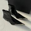 Soleist Reißverschluss Seite Mode Damen Stiefeletten Metall Spitze Damen Schuhe Grober Absatz Western Cowboy Stiefel