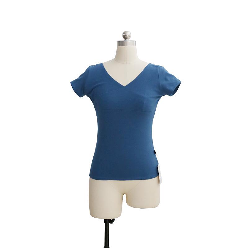 

Женский танцевальный топ большого размера с V-образным вырезом, утягивающий, с коротким рукавом Medium серый/синий