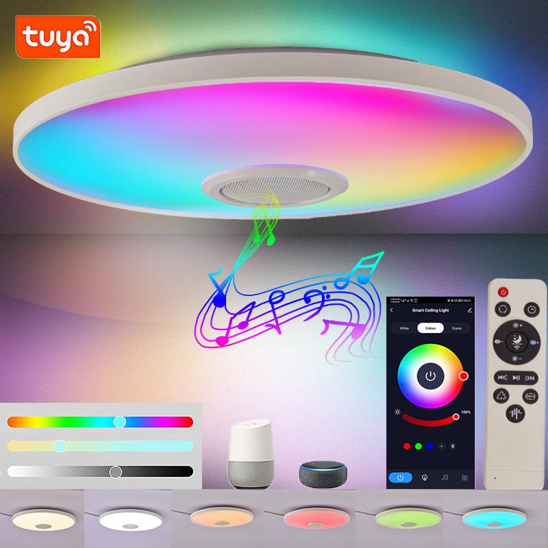 

Умный потолочный светильник Graffiti 3-защитный с WiFi, Bluetooth, RGB, пультом дистанционного управления и управлением музыкой. 30cm Black Edge 36W Wide 100-245V