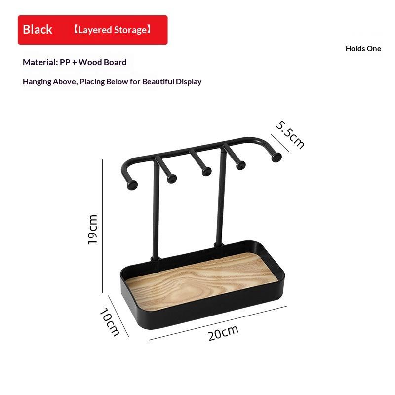 Portable Jewelry Display Rack Earrings Necklaces Storage Rack Key With Wooden Base Hanging Holder Desktop Organizer