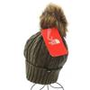 Used THE NORTH FACE Oh Mega Fur Pom Beanie Knit Hat Watch Cap Beanie ONE Khaki NF0A3FJM /TK