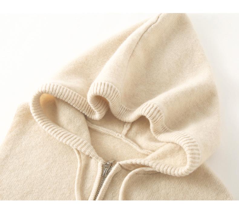 2026 Autumn Soft Pure Wool Hooded Knit Vest - Casual, Skin-Friendly, Loose Zipper Top