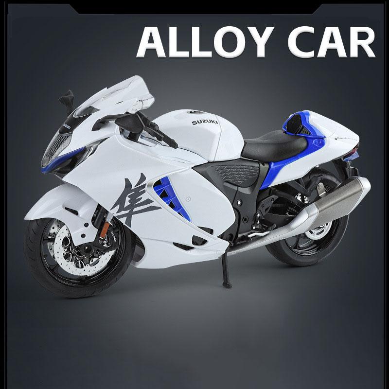 1:9 SUZUKI HAYABUSA Motorcycle Model Toy Alloy Body Rubber Tires Steering Suspension Motor Models Cool Light Collection Gift Boy