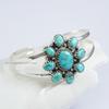 Natural Turquoise Cuff Bracelet, Kingman Turquoise Cluster Bangle, Designer Handmade 925 Sterling Silver Bracelet, Anniversary Bracelet
