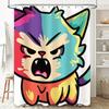 Stylish Cartoon Cat Shower Curtain with Vivid Colors for Bathroom Decor Quick Dry Waterproof Fabric