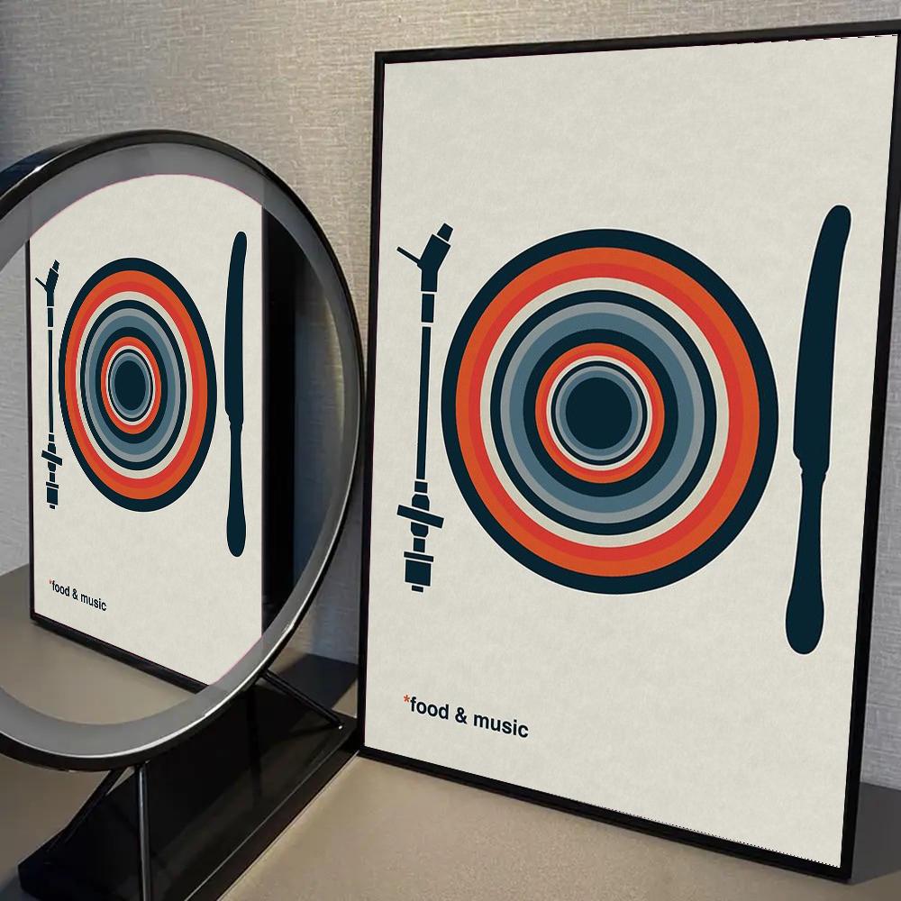 1pc Nordic Vintage Vinyl Records Poster Self-adhesive Art Waterproof Paper Sticker Coffee House Bar Room Wall Decor