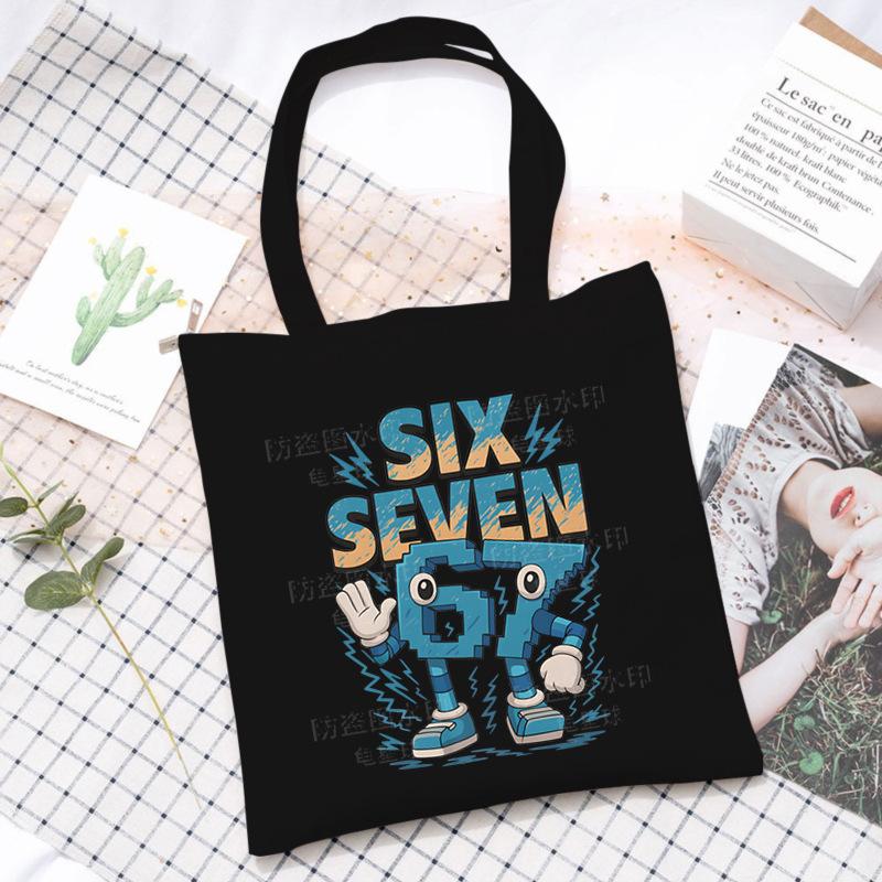 Kids Meme 67 Six Seven 6 7 Italian Brainrot Foreign Trade Amazon Canvas Bag no size чёрный