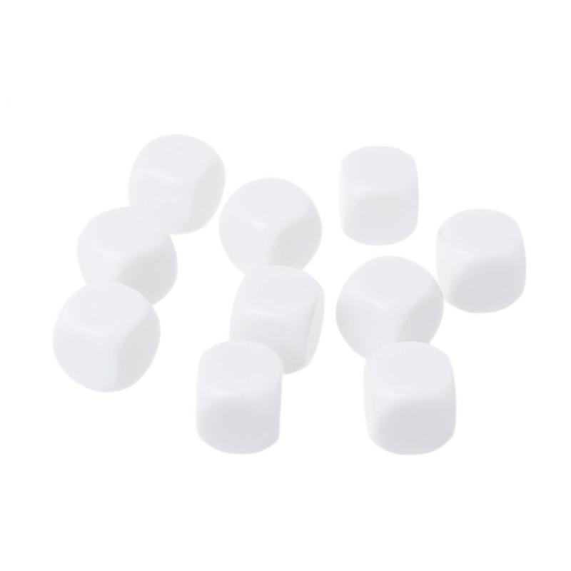 10Pcs/pack Dices Set Acrylic White Dices Teaching Props Game Accessories Mathematical Tools Round Corner Dices Set