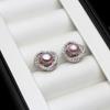 Real Natural Freshwater Gray Flat Pearl Earring For Women,Bridal 925 Sterling Silver Stud Earrings With Pearls Wife Mother Gift
