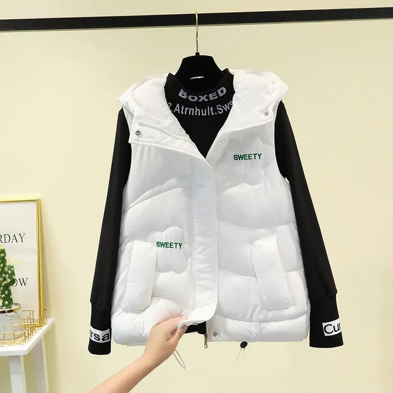 

Western Style Fashion Down Vest Short Autumn and Winter Korean Version of The Thick Waistcoat Vest Jacket Women s Vest XL белый