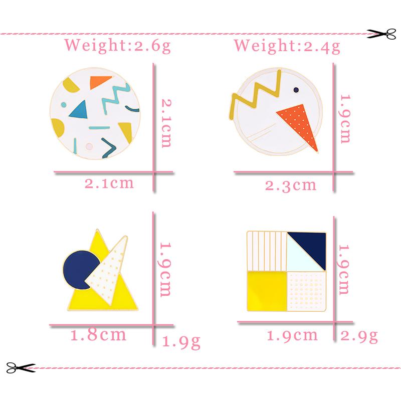 Colorful Geometry Brooch Square Triangle Round Enamel Pins Denim Jackets BackPack Lapel Pin Creative Badge Cartoon Jewelry Gift