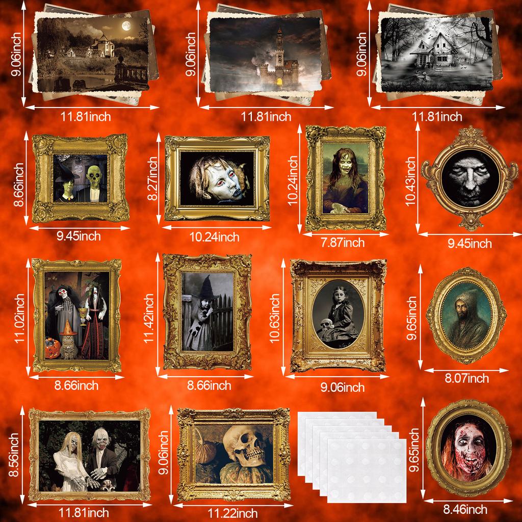 14Pcs Haunted Pictures Gothic Mansion Portraits Horror Pictures