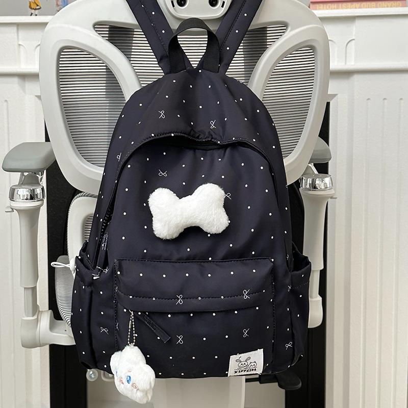 School Bag, Middle School Girls' Girly Vibe, Polka Dot Bow, Versatile High-look, Girls' Backpack, High School Backpack