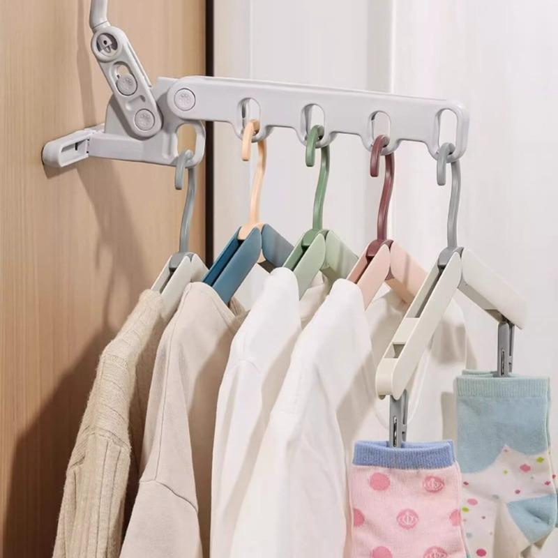 Travel Folding Clothes Hanger - Portable Clothes Drying Tool - Clothes Drying Stand - Multi-functional Student Clothes Holder - Underwear Clips