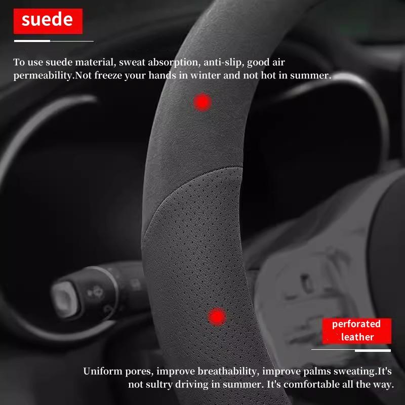 For Citroen C1 C2 C3 C4 C5 C6 VTS DS3 Xsara C-Crosser Berlingo Jumpy Breathable Suede Car Steering Wheel Cover Auto Accessories aog123
