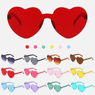 Gafas de Sol Corazón Amoroso Gafas de Sol Corazón Montura Sin Marco Color Gelatina Gafas de Sol Lentes Transparentes Tinte Colorido Deslumbrante Gafas