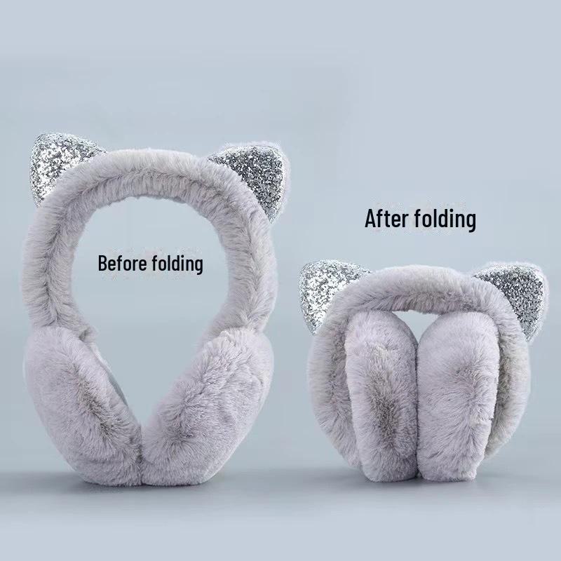 Dámské skládací korejské chlupaté náušníky vysoké hodnoty pro ochranu proti chladu na podzim a v zimě