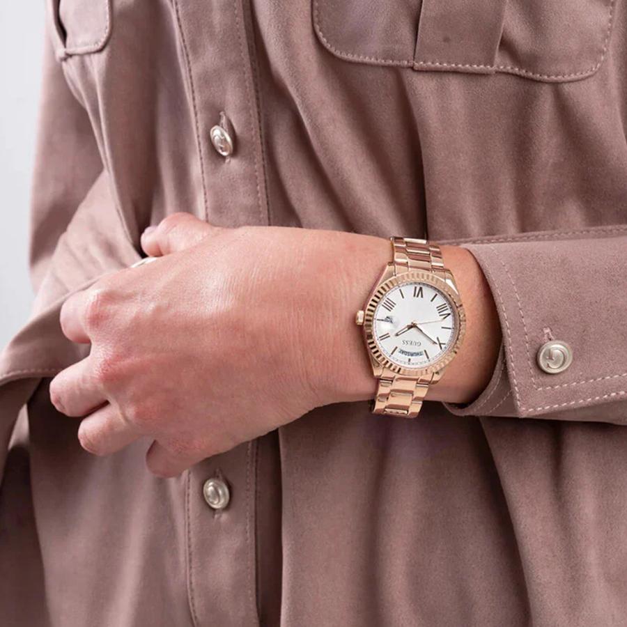 Guess Ladies' Watch - Rose Gold Steel Strap White Dial Day-Date GW0308L3