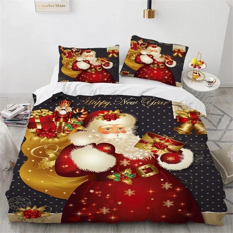 New 3D Print Christmas Santa Claus Comfortable Duvet Quilt Cover Pillowcase Bedding Set Children Bedroom Decoration Home Textile