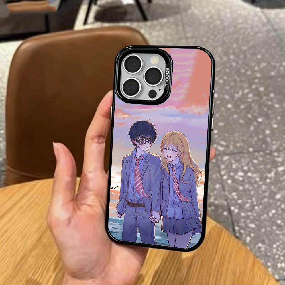 Sad A-Anime Your Lie in April   Phone Case For iPhone17,16,15,14,13,12,11 Plus,Pro Max Colored Silver Plated Inside Cover