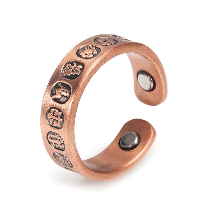 Magnetische reine Kupferringe Damen 6mm Vintage Offener Manschettenring Verstellbarer Ring Herren Magnet Hochzeitsringe Energie Fingerring für Damen Herren