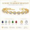 Vintage Teardrop CZ Chain & Link Bracelet Red Women's Zircon Waterdrop Custom Color CZ Stone Silver/Gold Plated Gift for Women
