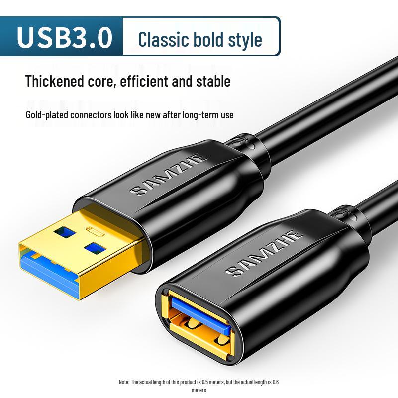 USB 3.0-Verlängerungskabel, Stecker auf Buchse, vergoldeter Kopf, Länge 1–5 m, für Datenübertragung, Tastatur, Flash-Laufwerk.