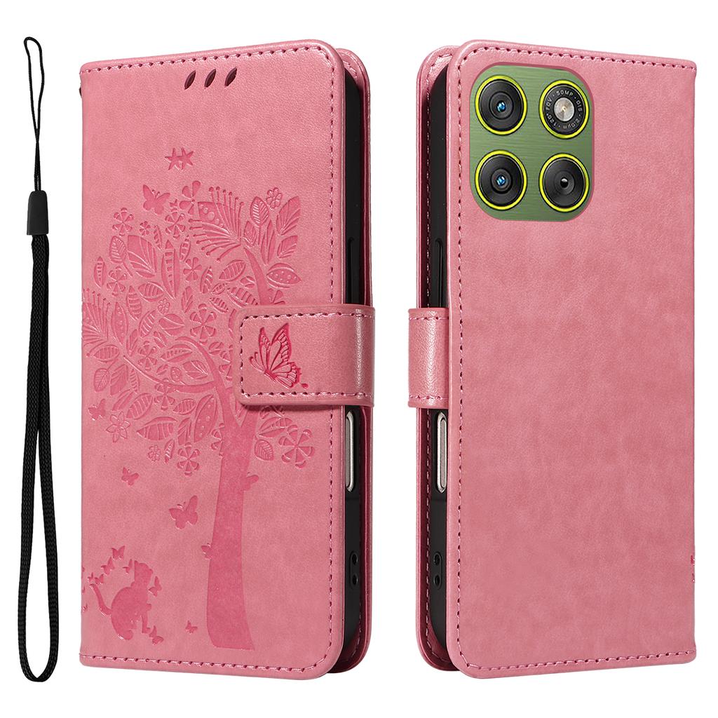 For Motorola Edge 70 5G Phone Case with Stand Cat Tree Pattern Leather Wallet Mobile Cover