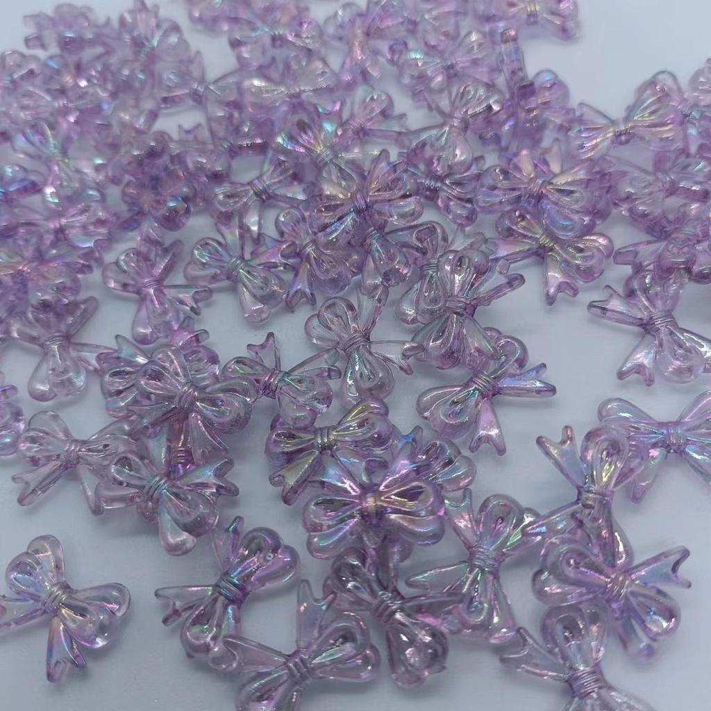 Transparent Acrylic Colored Ribbon Bow Beads for DIY Jewelry Making