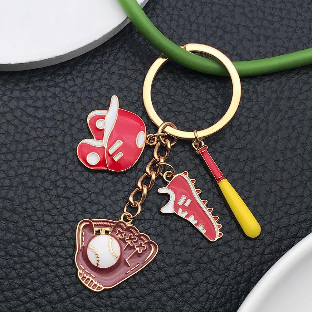 Bold Red Drip Oil Baseball Glove & Shoe Keychain - Sporty Bag Pendant for Men & Women