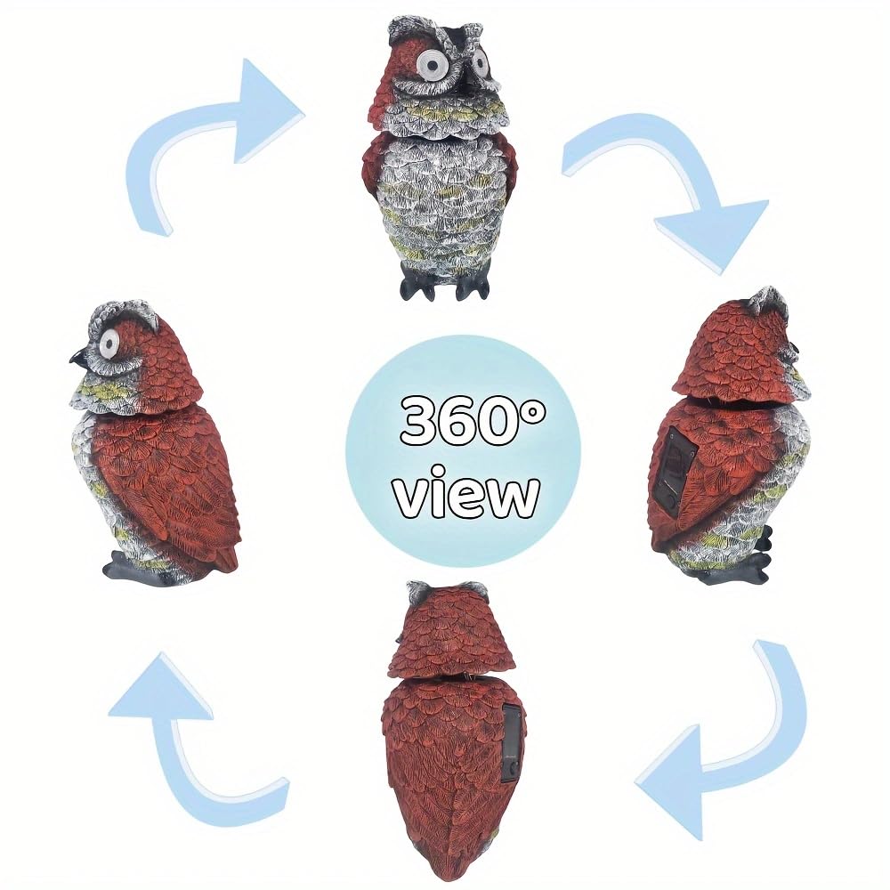 YZYOE LED Owl Outdoor Decorative Cute Resin Owl Garden Landscape Solar-powered Lamp, Light, Light.