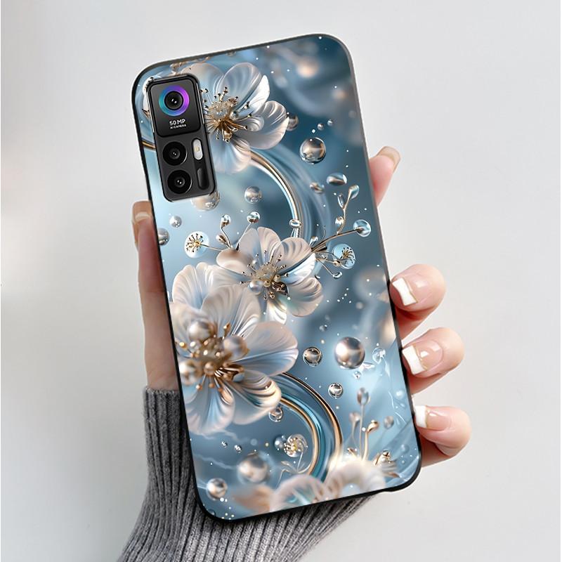 Case For TCL 30 Plus 30 5G T676K T676J T676H T776H Phone Case Fashion Butterfly Flowers Black Silicone Shockproof Cover Casing