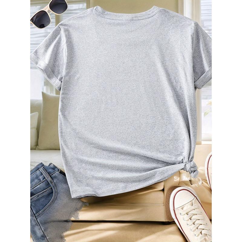 Women'S Short-Sleeve T-Shirt with Letter And Strawberry Print, a Trendy And Versatile Casual Top for Summer