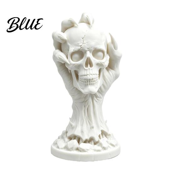 Horror Theme Room Accents 3D Printed Skull & Devil Hand Figurine Realistic Holding Handmade Craft Decor Statue Gothic Desktop Ornament for Halloween