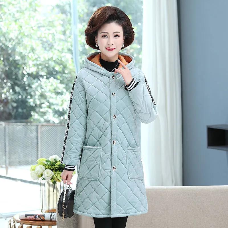 

Зимняя трехслойная куртка из бархата и хлопка большого размера для женщин, куртка Parker, комбинезон, теплое пальто средней длины XL светло-синий