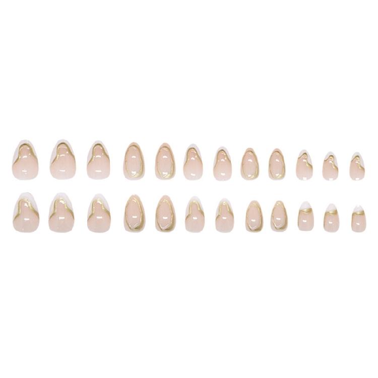 24 künstliche Fingernägel zum Aufkleben, Mandelform, French-Design, künstliche Nägel, Geschenk für Frauen und Mädchen