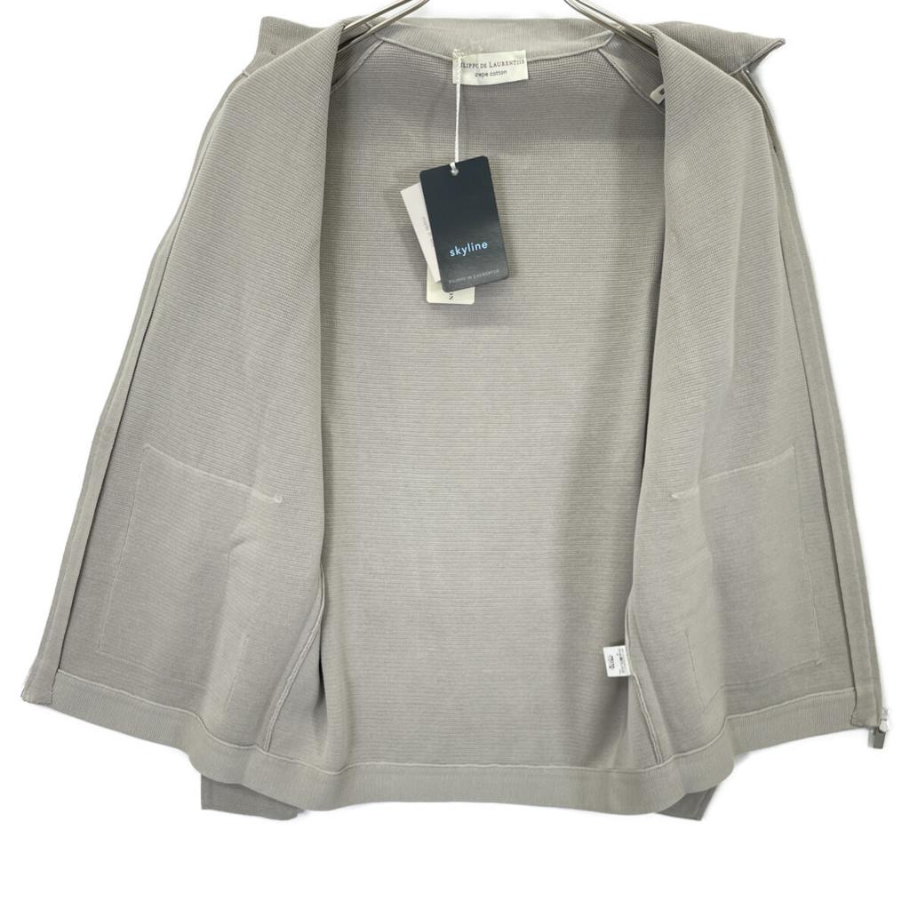 FILIPPO DE LAURENTIIS BZ1ML CR12M Beige Crepe Cotton Mock Neck Zip-Up Blouson Jacket 48 beigeUsed